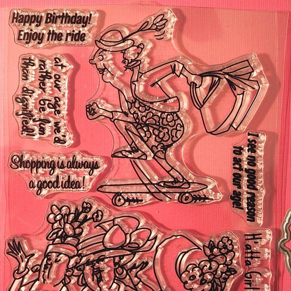 #198 STAMP & DIE SET: FUNNY LADIES, FRIENDSHIP, SHOPPING, BIRTHDAY - Picture 3 of 5